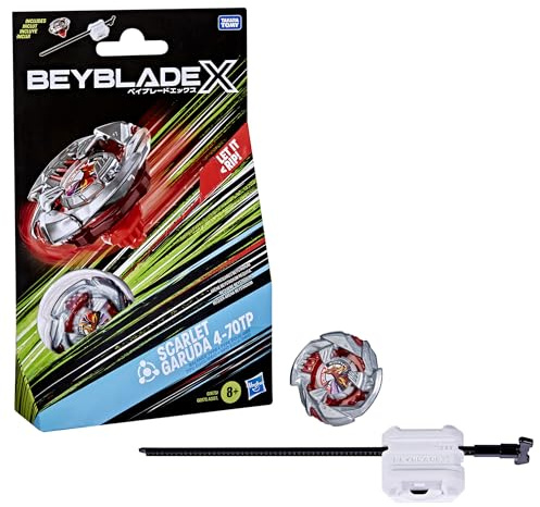 Beyblade X Scarlet Garuda 4-70TP BX Kit de démarrage avec Dessus de Type d'équilibre et Lanceur, Authentique Takara Tomy Battle Tops, Jouets pour garçons et Filles de 8 Ans et Plus
