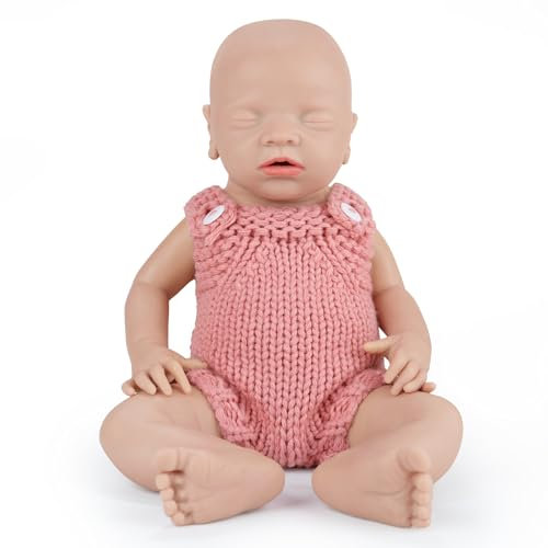 Vollence 31cm Schlafende Silikonpuppe, Realistische Reborn Baby Puppe mit vollem Körper - Mädchen