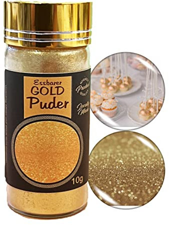 Hopser Food Fun essbarer Gold Glimmer - Goldpulver - Goldstaub zum Backen & Dekorieren von Backkreationen, Muffins, Kuchen, Kekse, Getränke und Torten-Deko