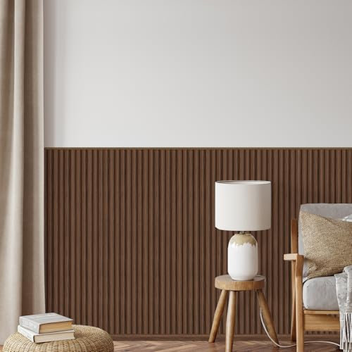 REESE Wandpaneele Eiche Nussbaum | Kabelkanal 125 cm | Deckenpaneele | Wandverkleidung | kein Bohren | MDF