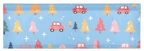 Amooorous Fenstervolant mit Cartoon-Motiv, klein, für Auto, Tannenbaum, verstellbar, 45,7 x 137,2 cm, für Küche, Fenster, Volant, für Schlafzimmer, Wohnzimmer, Schlafzimmer