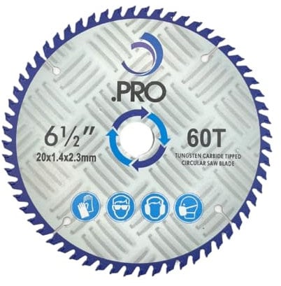 .PRO 165mm Circular Saw Blade - 60T Carbide-Tipped, 20mm Bore (16mm Reduction Ring) 2mm Kerf - Compatible With Makita, DeWalt, Bosch, Milwaukee, Evolution - Wood, Plywood, MDF Cutting