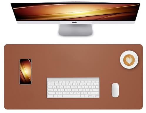 Lllunimon Leder Schreibtischunterlage Groß Mauspad Beschützer PU Leather Desk Mat Large Mouse Pad Rutschfest Tischmatten Mausmatte Wasserdicht Schreibblock (Maroon, 90 x 43 cm)