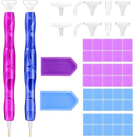 Lot de 58 stylos de peinture diamant - Outils de peinture DIY - Colle de peinture diamant et stylos de rechange et bols