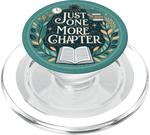 Just One More Chapter Bookish Book Reading Botanical Teal PopSockets PopGrip for MagSafe