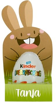 Herz & Heim® Überraschungsei mit personalisierter Geschenkverpackung zu Ostern – Individuelles Ostergeschenk mit Name – Osterhase aus Karton mit Ü-Ei – Geschenk zu Ostern mit Namensaufdruck