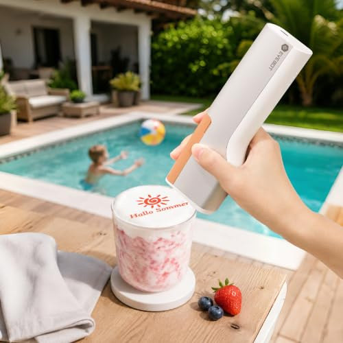EVEBOT Kleiner PrintPen zum Herstellen von Mustern auf Macarons, Kaffee, Kuchen und Schaumgetränken, mit App-Steuerung für Zuhause, Geschäft, Konditorei, Café (Rot)