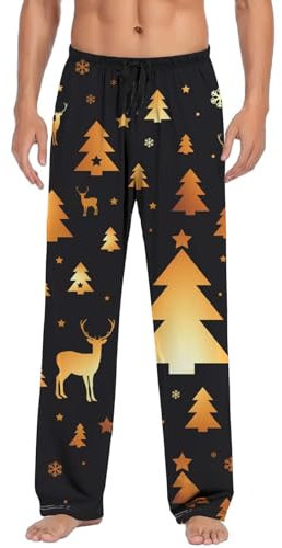 Générique Jogging Homme Marseille Pyjamas de Pantalons décontractés de Noël pour Hommes avec Poches à Cordon Pantalons de Noël Sueurs Hommes (Gold, L)