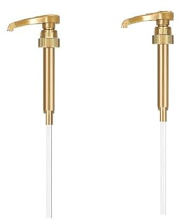 2 Pcs Coffee Syrup Pump Dispenser, 750ml Flavorings Bottles, Compatible with Most Syrups Bottles, Syrup Dispenser for Coffee Bar Accessories (Gold)