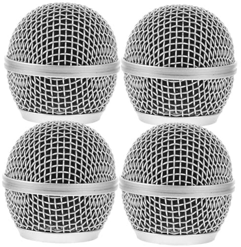 Abaodam 4pcs Microphone Head Replacement Mesh Grill for Microphone Metal Mic Ball Heads Cover Mic Accessories
