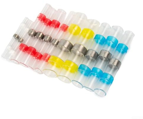 Lot de 50 connecteurs de fils thermorétractables étanches avec manchons de soudure scellés pour fils électriques et bornes de câble 22 10 AWG