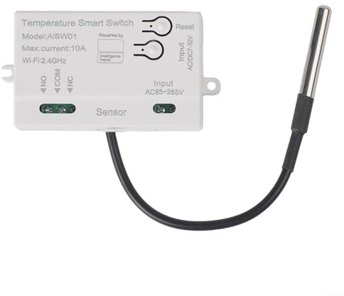 Interruptor de control remoto inteligente con sensor de temperatura y humedad de acero inoxidable impermeable, modo automático para eficiencia energética, anulación manual, (A)