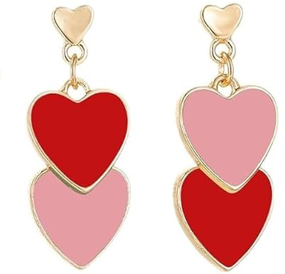 Rote Herz Ohrringe für Damen Herzohrringe Hängend Elegante Schmuckstücke in Herzform für Jahrestage, Hochzeiten und den Alltag