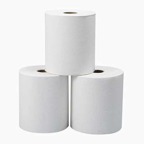 Pack de 12 Rouleaux Essuie-Tout Professionnels Blancs – 140 m par Rouleau – Grand Format Continu SANS PRÉDÉCOUPE – Papier Épais Gaufré Résistant – Usage Intensif Cuisine et Nettoyage