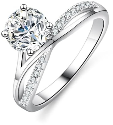 Tolldek PT950 Platin Diamantring, Kreuz Trauringe mit Labor Erstellt Diamant, Echt Gold Schmuck Ring Platin, Gr.51 (16.2)