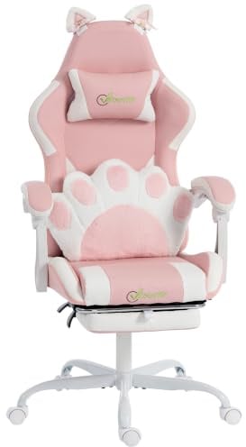 Vinsetto Sedia Gaming Ergonomica con Orecchie da Gatto Reclinabile Rosa