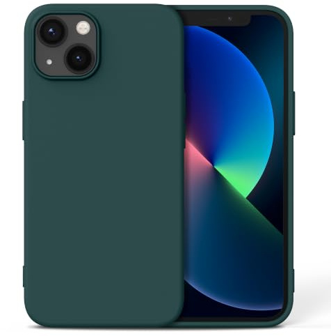 Nonional Silikon Hülle für iPhone 13 Mini, Kameraschutz Stoßfest Kratzfest Dünn Handyhülle - Tannengrün
