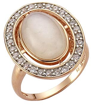 Zeeme Gemstones Damen Ring 925/- Sterling Silber Geschwärzt Mondstein rot 360271732-1
