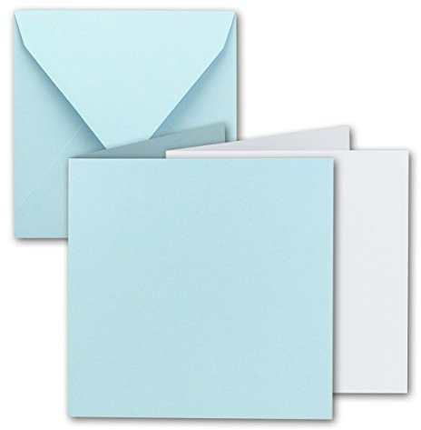 15x Quadratisches Falt-Karten Set - 15 x 15 cm - mit Brief-Umschlägen & Einlegeblättern - Hellblau - FarbenFroh by GUSTAV NEUSER