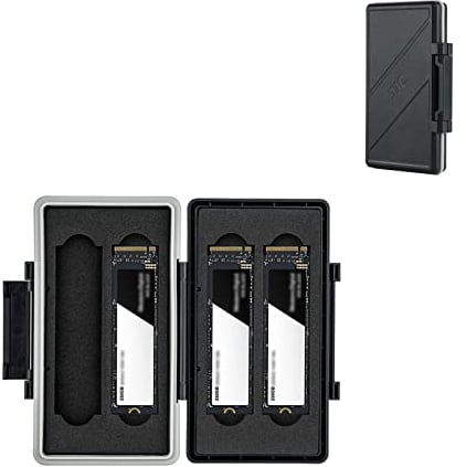 JJC Speicherkarten Etui SSD Schutzbox Aufbewahrung für 4 SSD (M.2 2280 Solid State Drive), Wasserdicht Speicherkartenetui Tasche Tragetasche SSD Karten Case Box Kamera Memory Card Case