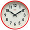 Cloudnola Factory Rote Metall Bahnhofsuhr mit Zahlen - Designer Wanduhr Rot Grau, 30 cm Durchmesser - Moderne Wanduhr ohne Ticken, Batteriebetrieben