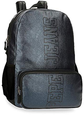 Pepe Jeans Chemistry Anpassbarer Laptop-Rucksack Blau 32x44x15 cms PU und Polyester 15,6 21.12L