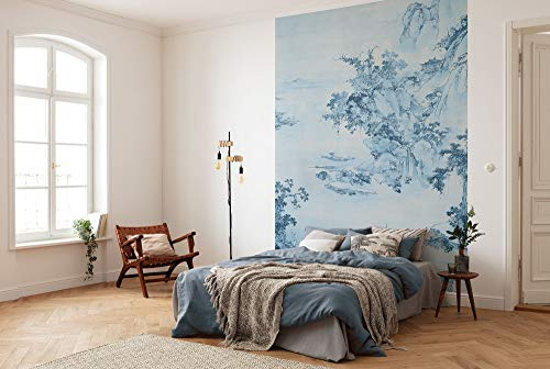 Komar Vlies Fototapete - Blue China - Größe 200 x 280 cm (Breite x Höhe) - Wand Tapete Wohnzimmer Schlafzimmer Büro Blumen Flur Dekoration Wandbild - R2-005