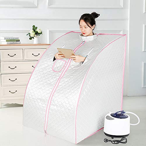 XUANYU Mobile Mini Dampfsauna Heimsauna Wärmekabine Sitzsauna Saunakabine Familiensauna Tragbares Sauna-Spa 6 Farbvarianten, ca. 76 * 88 * 99 cm (Silber)