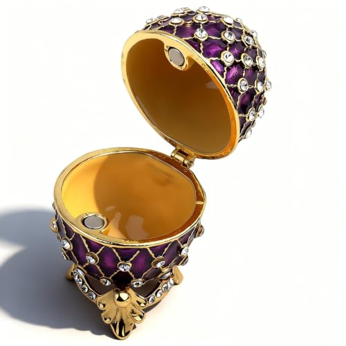 Hand Painted Easter Egg Style Decorative Enameled Trinket Box Hinged 1.6×2.8in Vintage Hand Painted Jewelry Trinket Box Egg Jewelry Organizer Decoration