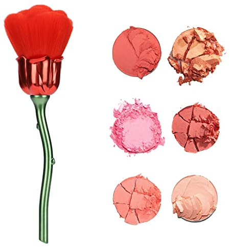 Nagel-Rosen-Staubbürste, Nylonfaser-Haar Weicher, bequemer, lockerer Puder-Blush-Pinsel für das tägliche Make-up(rot)