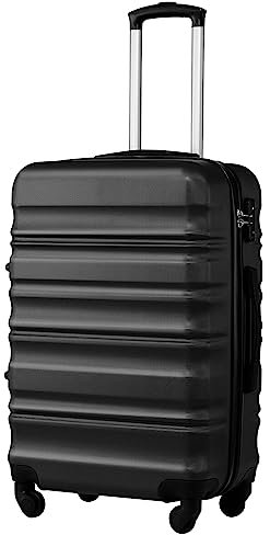 COOLIFE Suitcase Trolley Carry On Hand Cabin Luggage Hard Shell Travel Bag Lightweight with TSA Lock and Durable 4 Spinner Wheels (Black, S(56cm 38L))