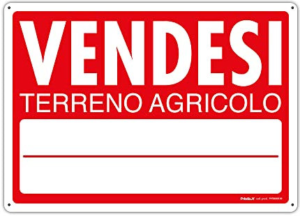 PRINTIX Cartello Vendesi In Polipropilene (PP) Di Spessore 1mm Stampato Con Tecnologia UV Resistente Alle Intemperie Visibilità A Distanza 25cm X 35cm (Vendesi Terreno Agricolo)