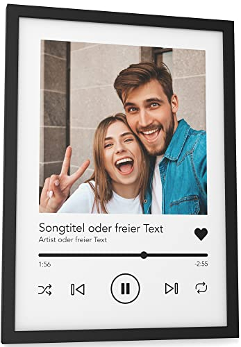 Papierschmiede® Foto als personalisiertes Song Cover Bild, DIN A4 (Rahmen wählbar) Geschenk für Sie und Ihn, Hochzeitstag, Jahrestag, Poster zum Geburtstag, beste Freunde, Musik Titel Artist Album