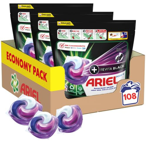 Ariel All-in-1 PODS + Revita Black Waschmittelkapseln, 108 Stück