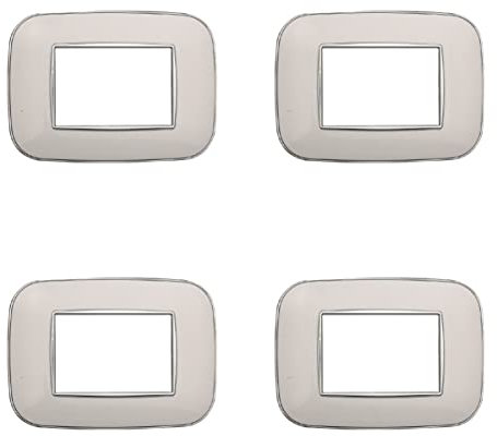4 Pezzi Placche Compatibile Con Bticino Axolute, Placche Plastica Ovale (3 Posti/Moduli,Bianco)