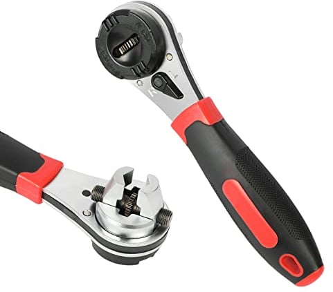 KAISAL Verstellbarer Ratschenschlüssel mit Arretierung, Schraubenschlüssel Cr-V Umschaltknarre Rollgabelschlüssel 200mm Länge mit Gummigriff, Multifunktional Adjustable Wrench Handwerkzeuge