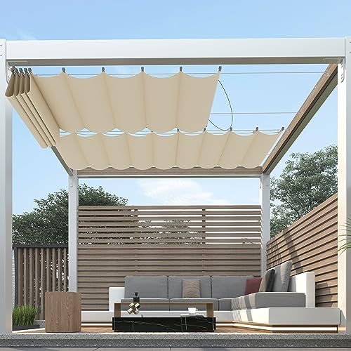 FLORALEAF Copertura per pergola, impermeabile, retrattile, 9,6 cm x 40,6 cm, ricambio per pergola, vela con cavo hardware per esterni, patio, portico, garage, terrazza, cortile, tenda