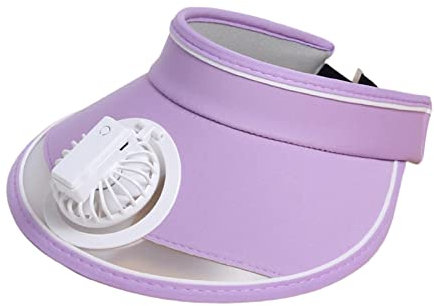 harayaa Sun Visors Hat with Fan Fans Hat Casual Sun Protection Cooling Fan Hat Sun Visor Fan Hat for Girls, Boys, Travel Camping Fishing Sport, Purple