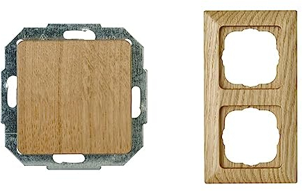 Kopp 619330080 Milano Eiche-Natur Taster neutral & Abdeckrahmen 2-Fach Milano Eiche
