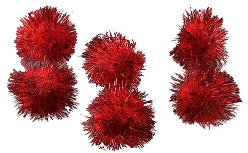 HomeSoGood 15 Stück große glitzernde Lametta-Pompons, glitzernde Kugeln, 5,1 cm, rote Kugel für Basteldekorationen