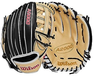 WILSON Unisex-Erwachsene A2000 Outfield Baseballhandschuhe, Schwarz/Blond/Rot, 12.5