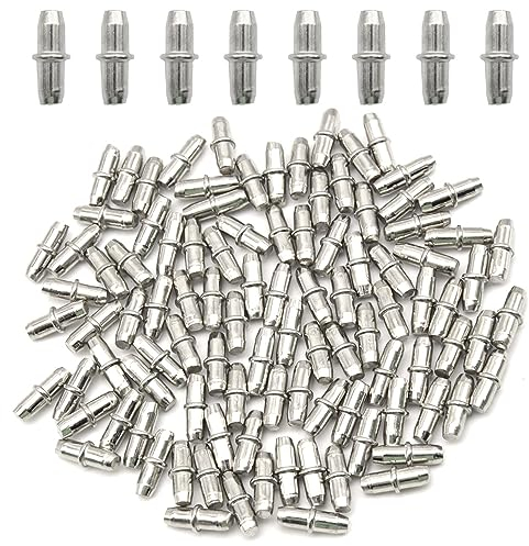 Hocansen 100 Stück Bodenträger 5mm mit Ring für Bohrung Einlegeboden Halter für Küche,Schrank und Möbel(Silver/Z)
