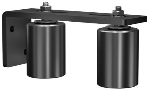 JUGREAT Robuste Führungsrolle für Schiebetore, 7,6 cm, schwarz, L-Hinterpfostenhalterung, verstellbar, doppelte Nylon-Torrollenführung, Montage für Schiebetore