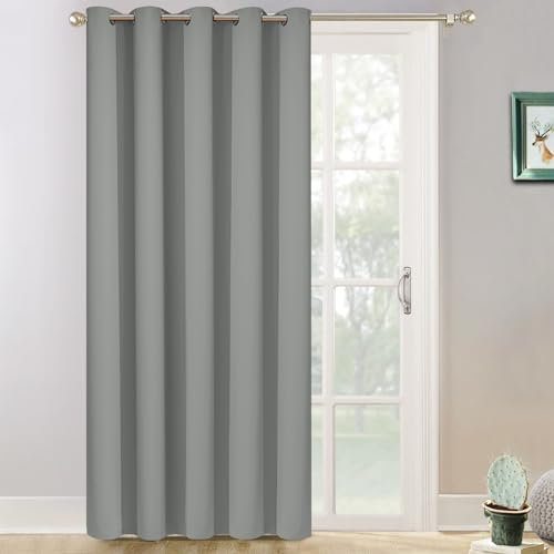 Yakamok Ampia tenda termica oscurante per porta del patio, tende scorrevoli isolate con occhielli, tende extra larghe per porta scorrevole in vetro, grigio tortora, 180 x 213 cm, 1 pannello