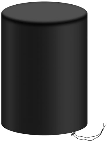 Barlic 55 Gallon Barrel Cover, 600D Oxford Cloth Water Storage, 25 x 37 Inch Outdoor Waterproof Rain Snow Bucket with Drawstring, UV Protection, Anti Dust (Black)