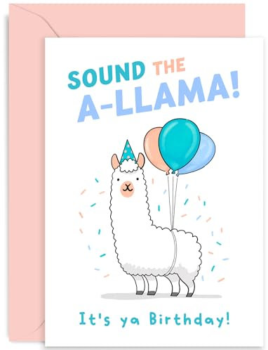 Old English Co. Lustige Lama-Geburtstagskarte für Frauen – Sound the Allama, lustiges Geburtstagsgeschenk für Sie, niedliche Geburtstagskarte für Schwester, Tochter, Freund, innen unbeschriftet