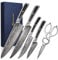 Sunnecko Damascus Kitchen Knife Sets - 5pcs Chef Knife Set 73-Layer VG10 Damascus Steel, G10 Handle Kitchen Knives with Scissors