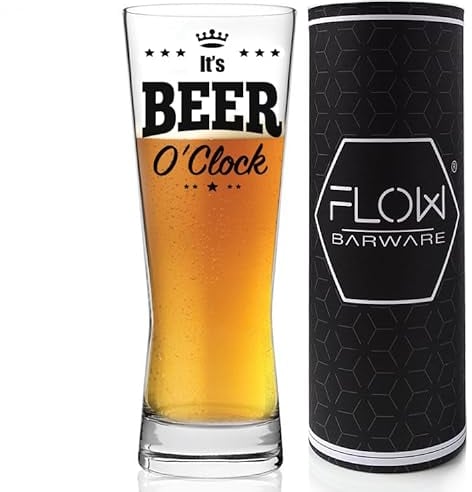 FLOW Barware Juego de vasos de cerveza para hombres, vaso de cerveza y tubo de regalo, grandes vasos de cerveza para hombres, regalos divertidos de cerveza para hombres, regalos novedosos de vaso de