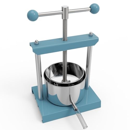 SQUEEZE master Obstpresse 0,53 Gallonen/2 Liter, Blau, Käse Tinktur Kräuter Obst Wein Handpresse, Edelstahl & Eisen für Saft, Apfelwein, Wein, Olivenöl