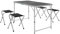 Outsunny Conjunto de Camping de 5 Piezas Mesa para Camping Plegable con Sillas Incluye 1 Mesa Ajuatsble en Altura con Orificio para Sombrilla 120x60x55-70 cm y 4 Taburetes Plegables Negro